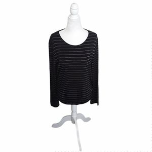 NWT Chico's Black and Gold Striped Metallic Essential Layer Basic Knit Top